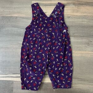 Vintage McKids Toddler Purple Floral Corduroy Overalls Size 12 Months